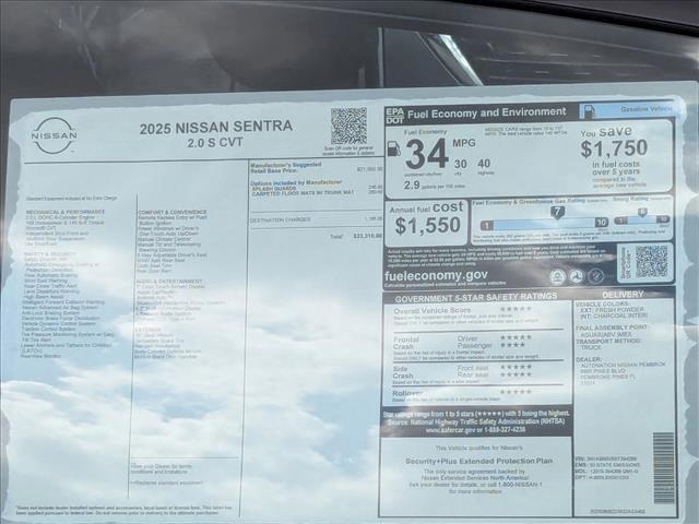 new 2025 Nissan Sentra car, priced at $22,036