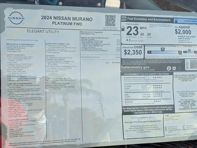 new 2024 Nissan Murano car, priced at $46,606