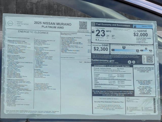 new 2025 Nissan Murano car, priced at $51,401