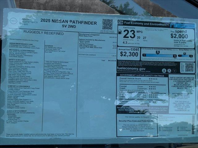 new 2025 Nissan Pathfinder car, priced at $40,116