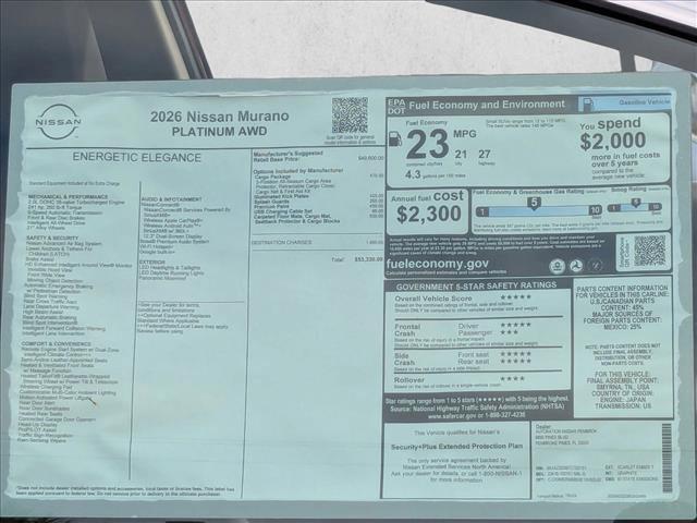 new 2026 Nissan Murano car, priced at $53,330