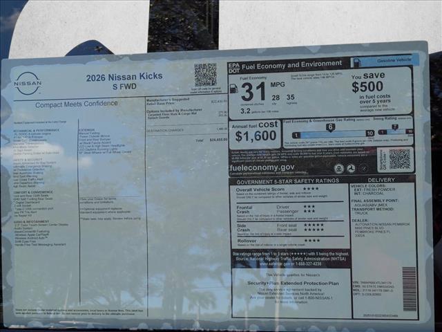 new 2026 Nissan Kicks car, priced at $24,455