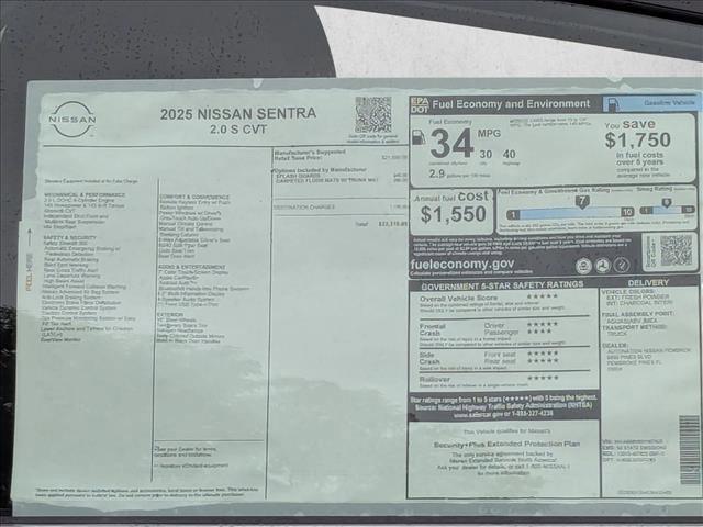 new 2025 Nissan Sentra car, priced at $22,036