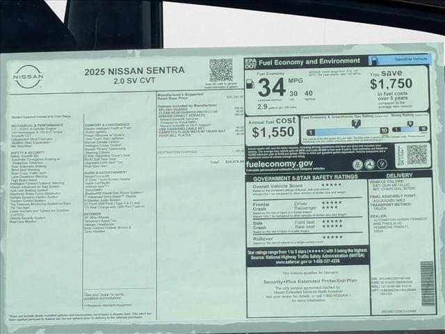 new 2025 Nissan Sentra car, priced at $22,621