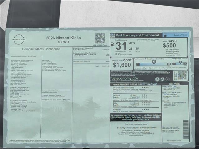 new 2026 Nissan Kicks car, priced at $24,455