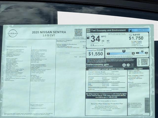 new 2025 Nissan Sentra car, priced at $22,560