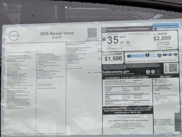 new 2025 Nissan Versa car, priced at $21,617