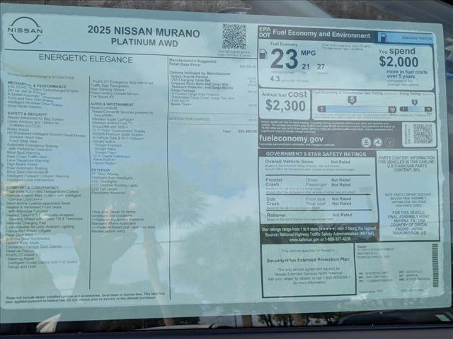 new 2025 Nissan Murano car, priced at $49,922