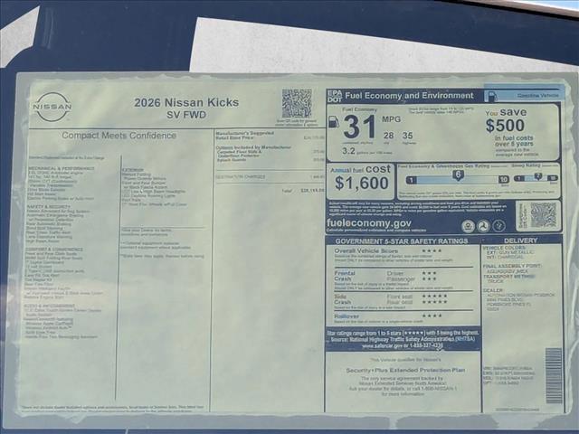 new 2026 Nissan Kicks car, priced at $25,195