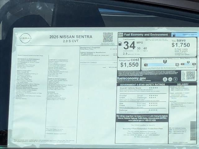 new 2025 Nissan Sentra car, priced at $22,036