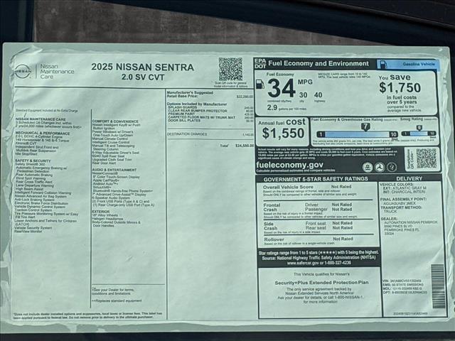 new 2025 Nissan Sentra car, priced at $23,521