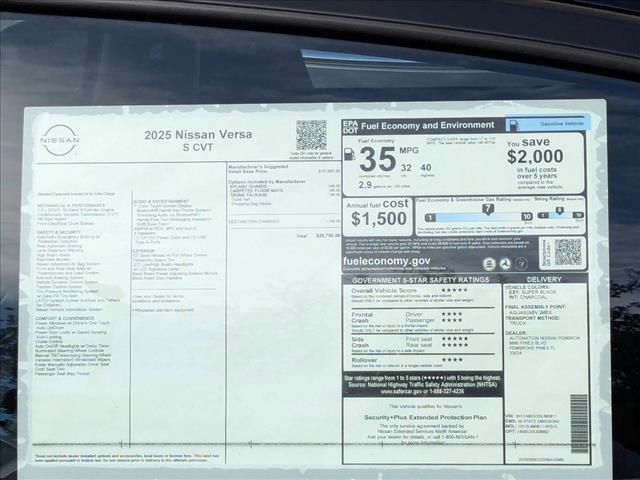 new 2025 Nissan Versa car, priced at $20,519