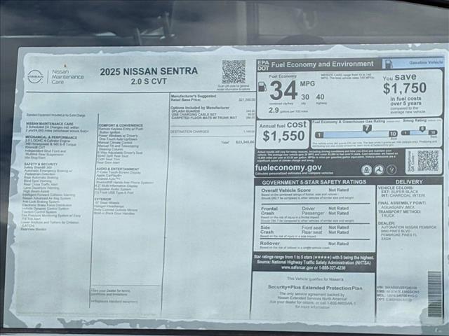 new 2025 Nissan Sentra car, priced at $22,496