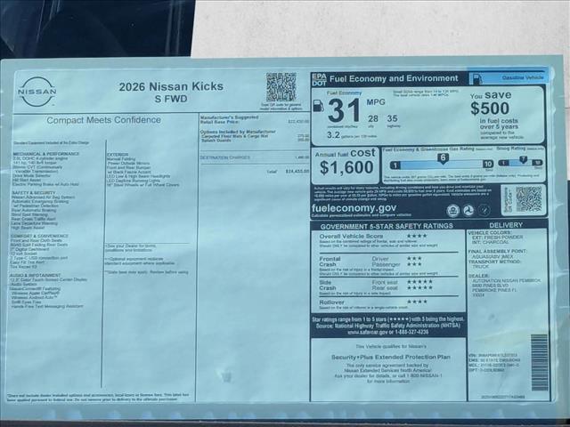 new 2026 Nissan Kicks car, priced at $24,455