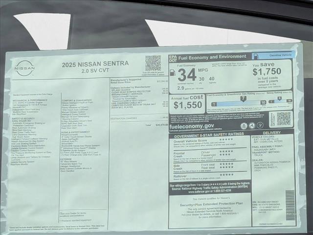 new 2025 Nissan Sentra car, priced at $22,621