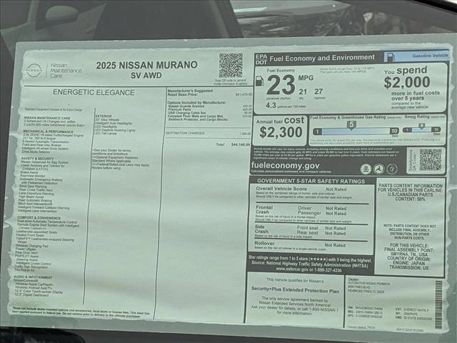 new 2025 Nissan Murano car, priced at $44,140