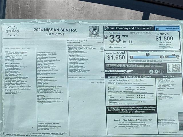 new 2024 Nissan Sentra car, priced at $24,517