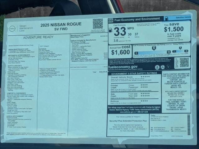 new 2025 Nissan Rogue car, priced at $32,886