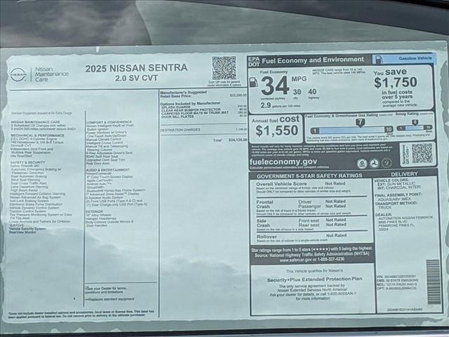 new 2025 Nissan Sentra car, priced at $23,139