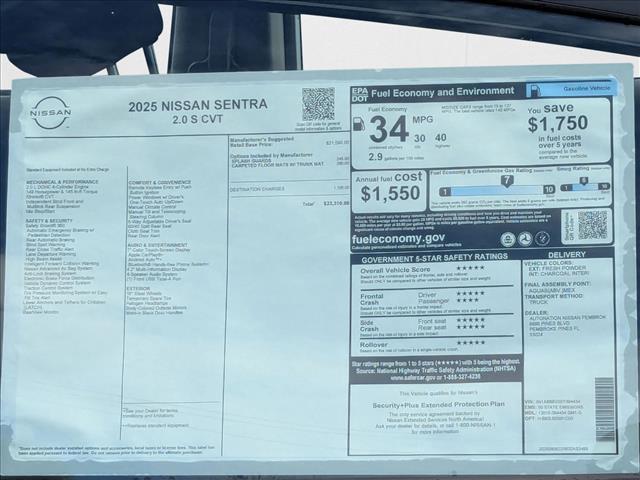 new 2025 Nissan Sentra car, priced at $22,036