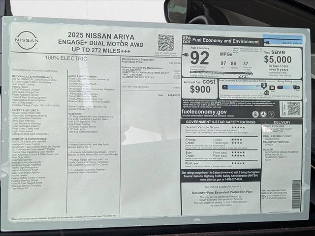new 2025 Nissan ARIYA car, priced at $46,413