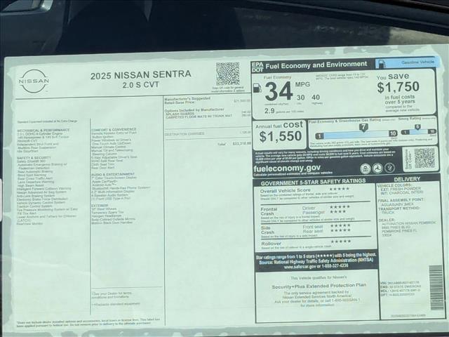 new 2025 Nissan Sentra car, priced at $22,036