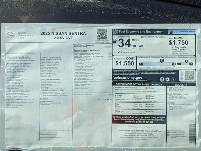 new 2025 Nissan Sentra car, priced at $25,774