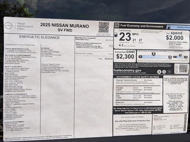 new 2025 Nissan Murano car, priced at $42,625