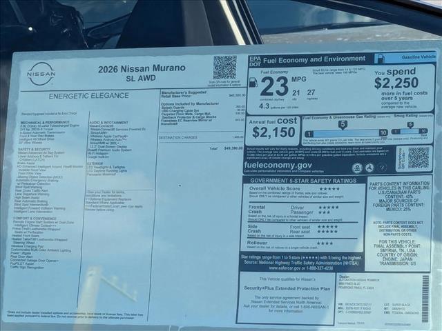 new 2026 Nissan Murano car, priced at $49,390