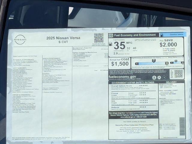 new 2025 Nissan Versa car, priced at $20,096