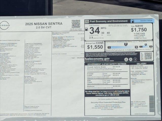 new 2025 Nissan Sentra car, priced at $22,621