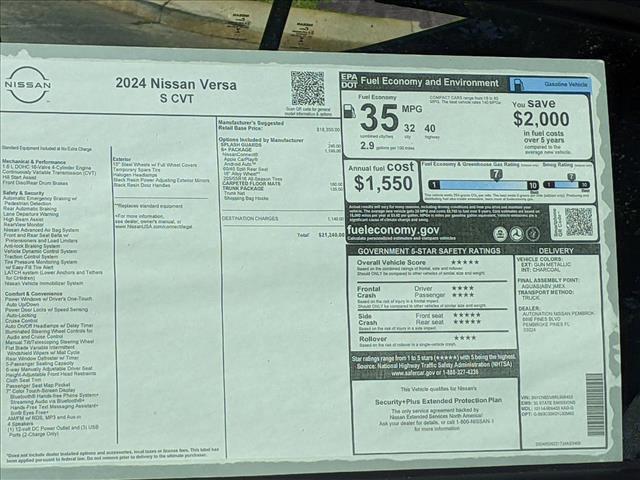 new 2024 Nissan Versa car, priced at $19,549