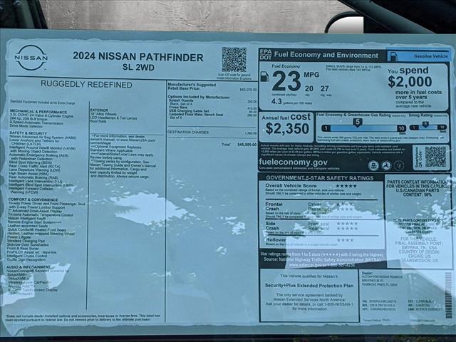 new 2024 Nissan Pathfinder car, priced at $35,661