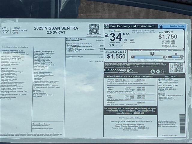 new 2025 Nissan Sentra car, priced at $23,621