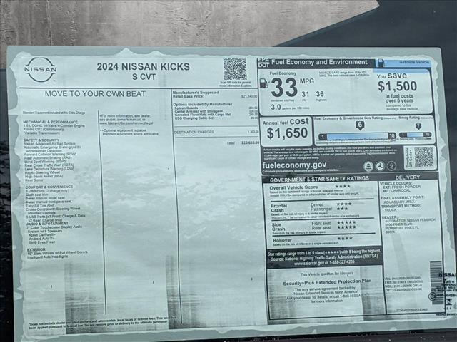 new 2024 Nissan Kicks car, priced at $20,059