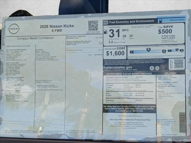 new 2026 Nissan Kicks car, priced at $24,455