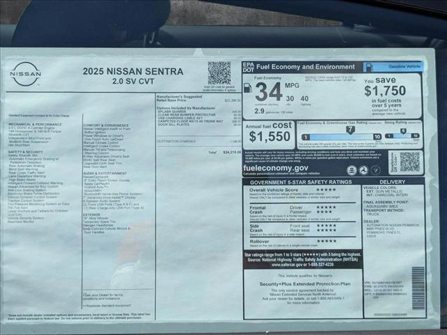 new 2025 Nissan Sentra car, priced at $23,318