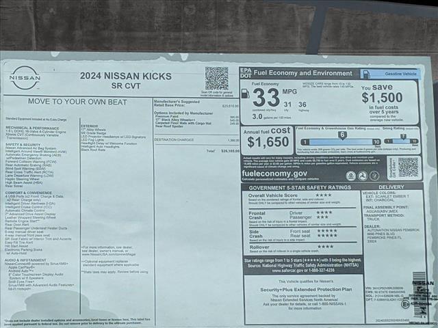 new 2024 Nissan Kicks car, priced at $24,516