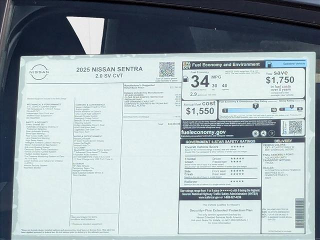 new 2025 Nissan Sentra car, priced at $22,791