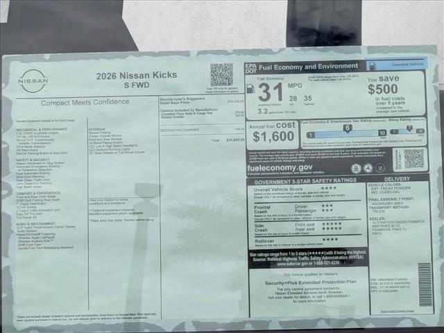 new 2026 Nissan Kicks car, priced at $24,455