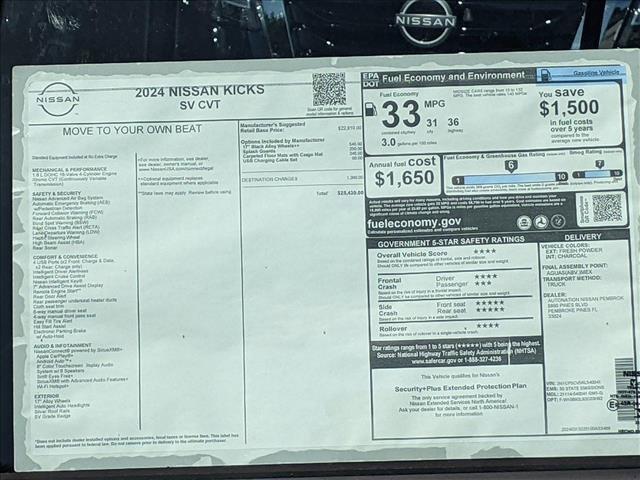 new 2024 Nissan Kicks car, priced at $23,772