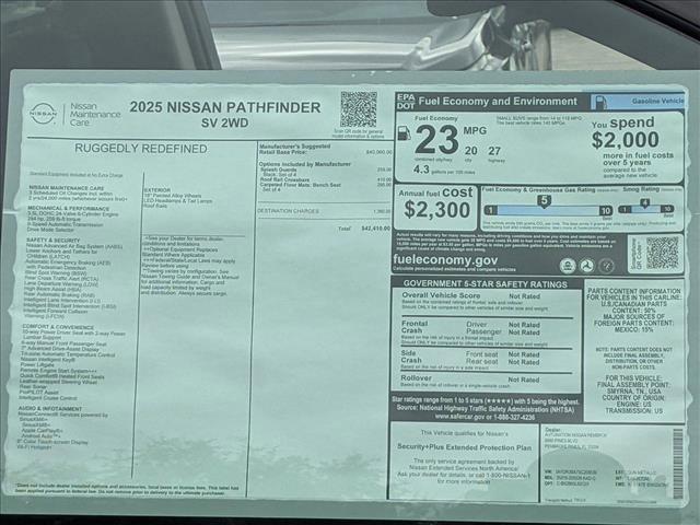 new 2025 Nissan Pathfinder car, priced at $40,007