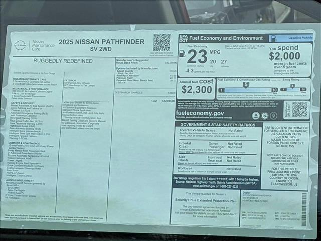 new 2025 Nissan Pathfinder car, priced at $40,389