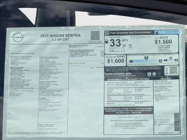 new 2025 Nissan Sentra car, priced at $25,620