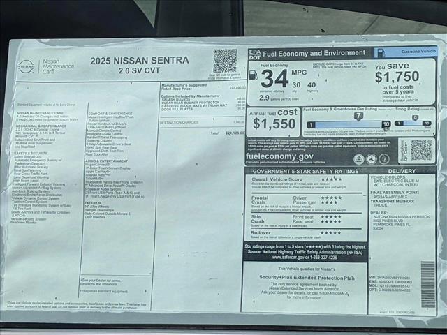 new 2025 Nissan Sentra car, priced at $23,239