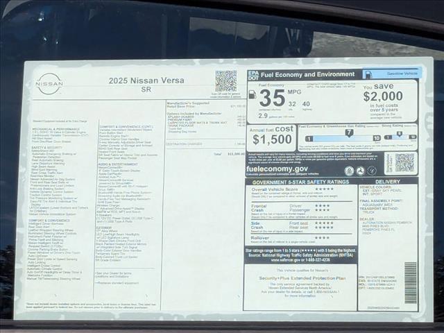 new 2025 Nissan Versa car, priced at $23,194