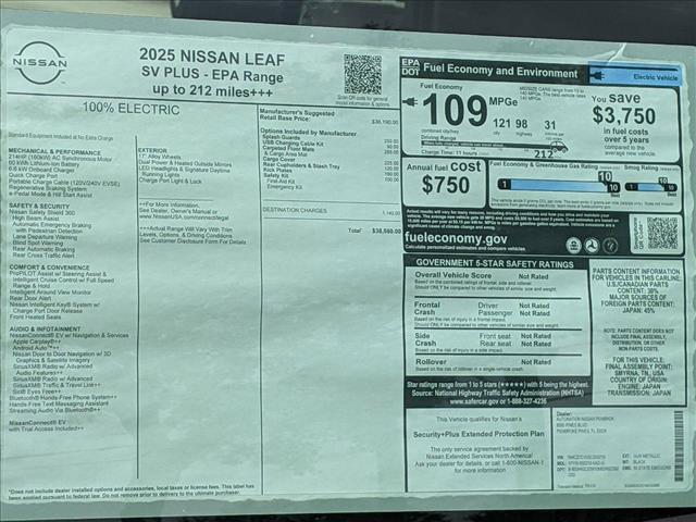 new 2025 Nissan Leaf car, priced at $36,009