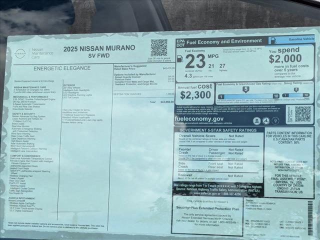 new 2025 Nissan Murano car, priced at $40,999