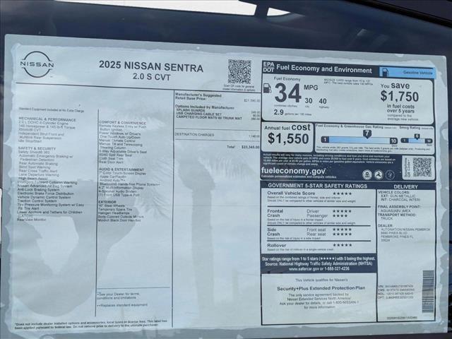 new 2025 Nissan Sentra car, priced at $22,560