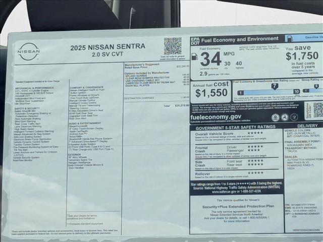 new 2025 Nissan Sentra car, priced at $22,885